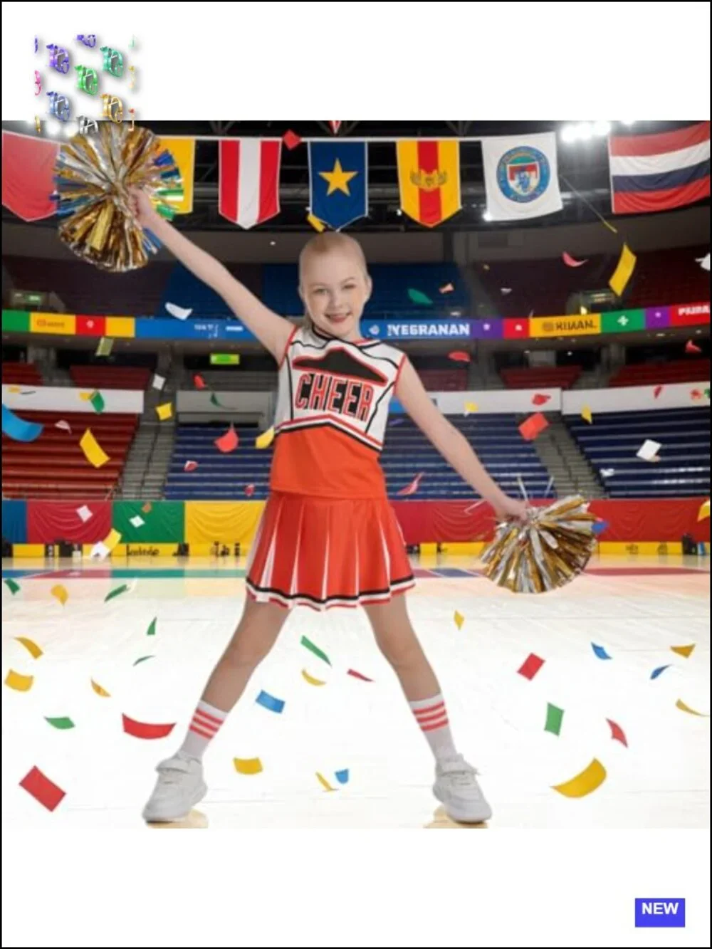 Girls Cheerleader Costume Kids Cheerleading Uniform Halloween Set